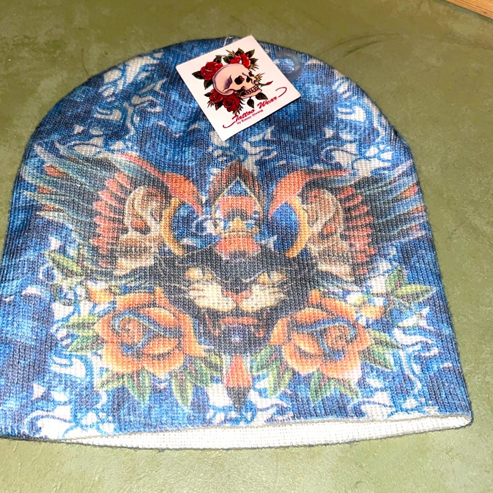 Tattoo Wear PANTHER BEANIE HAT new wing skull crossbones ROSE graffiti ART KILLS